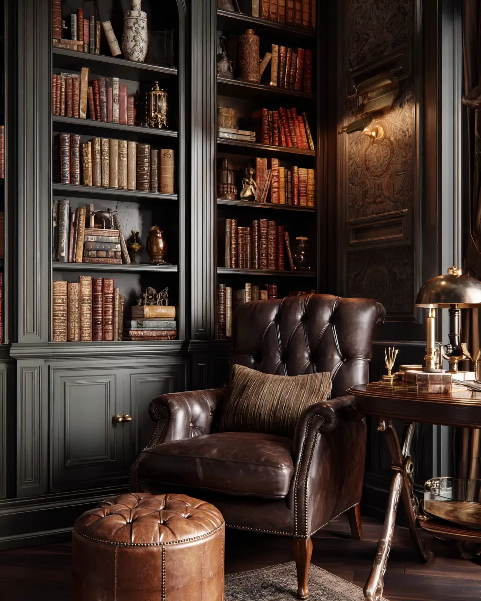 Chocolate Brown Traditional Home Office Decor Ideas