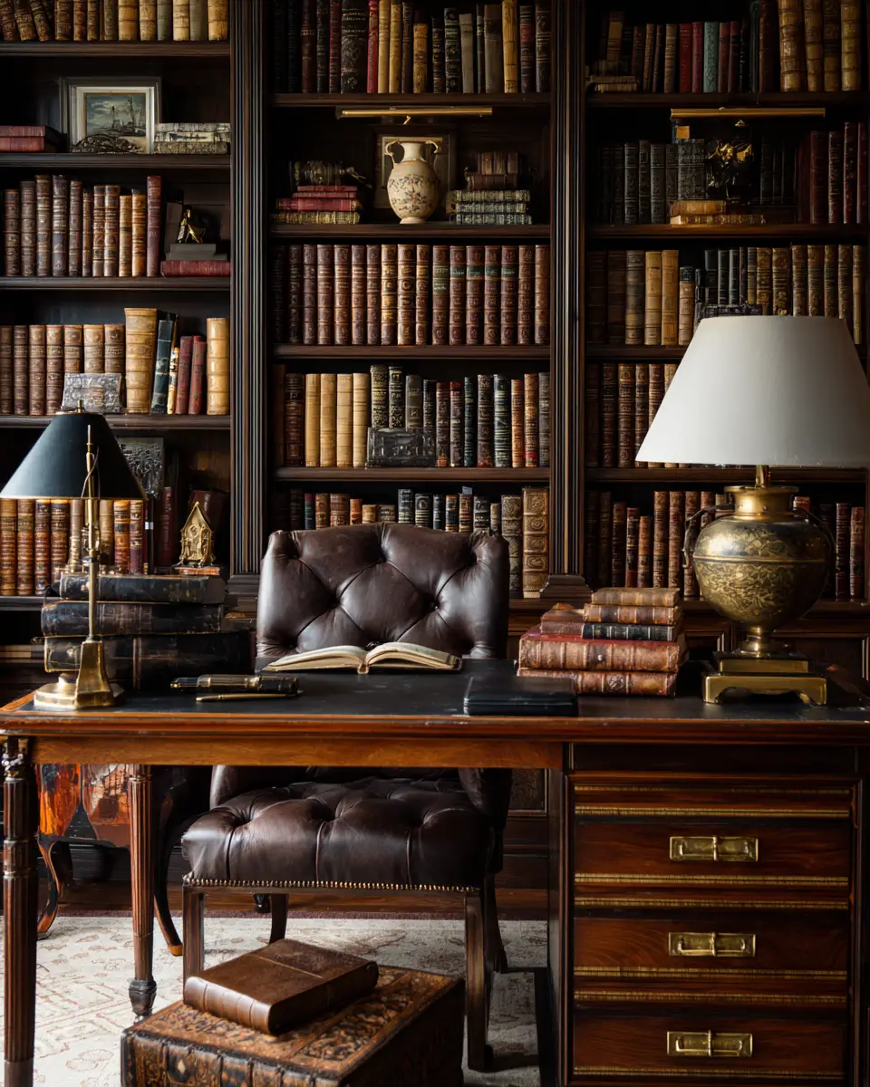 Chocolate Brown Traditional Home Office Decor Ideas