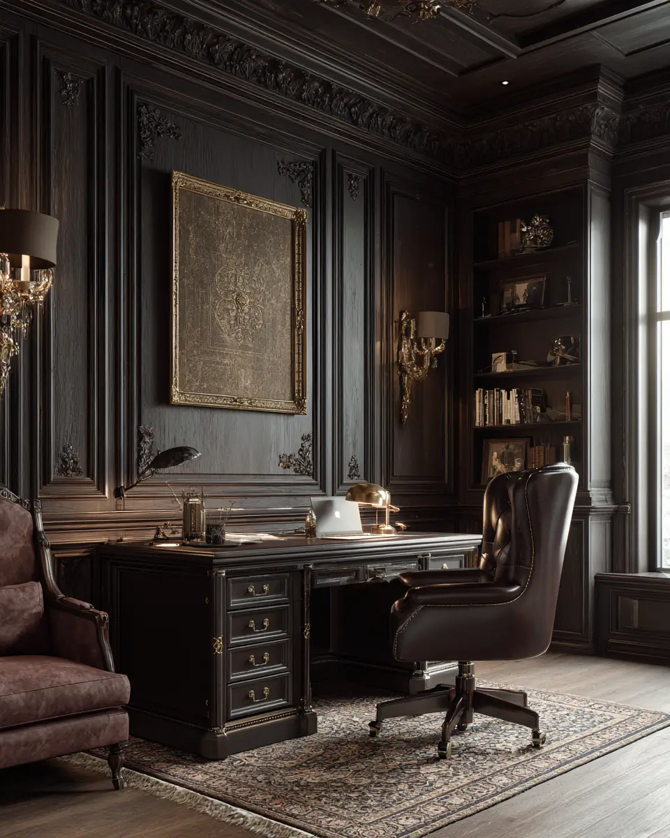 Chocolate Brown Traditional Home Office Decor Ideas