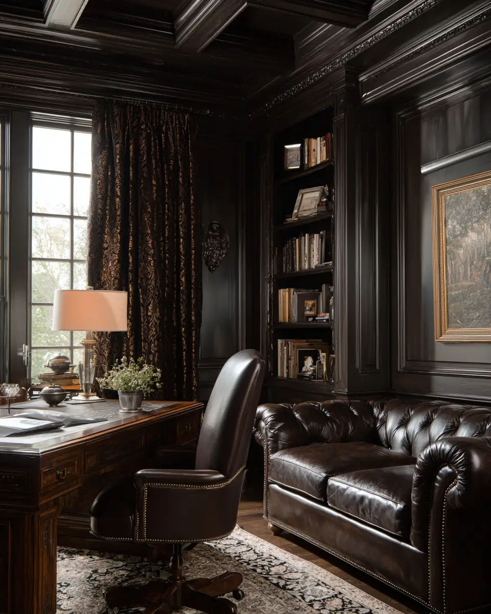 Chocolate Brown Traditional Home Office Decor Ideas