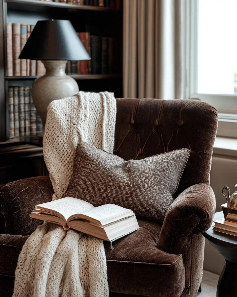 Chocolate Brown Traditional Home Office Decor Ideas