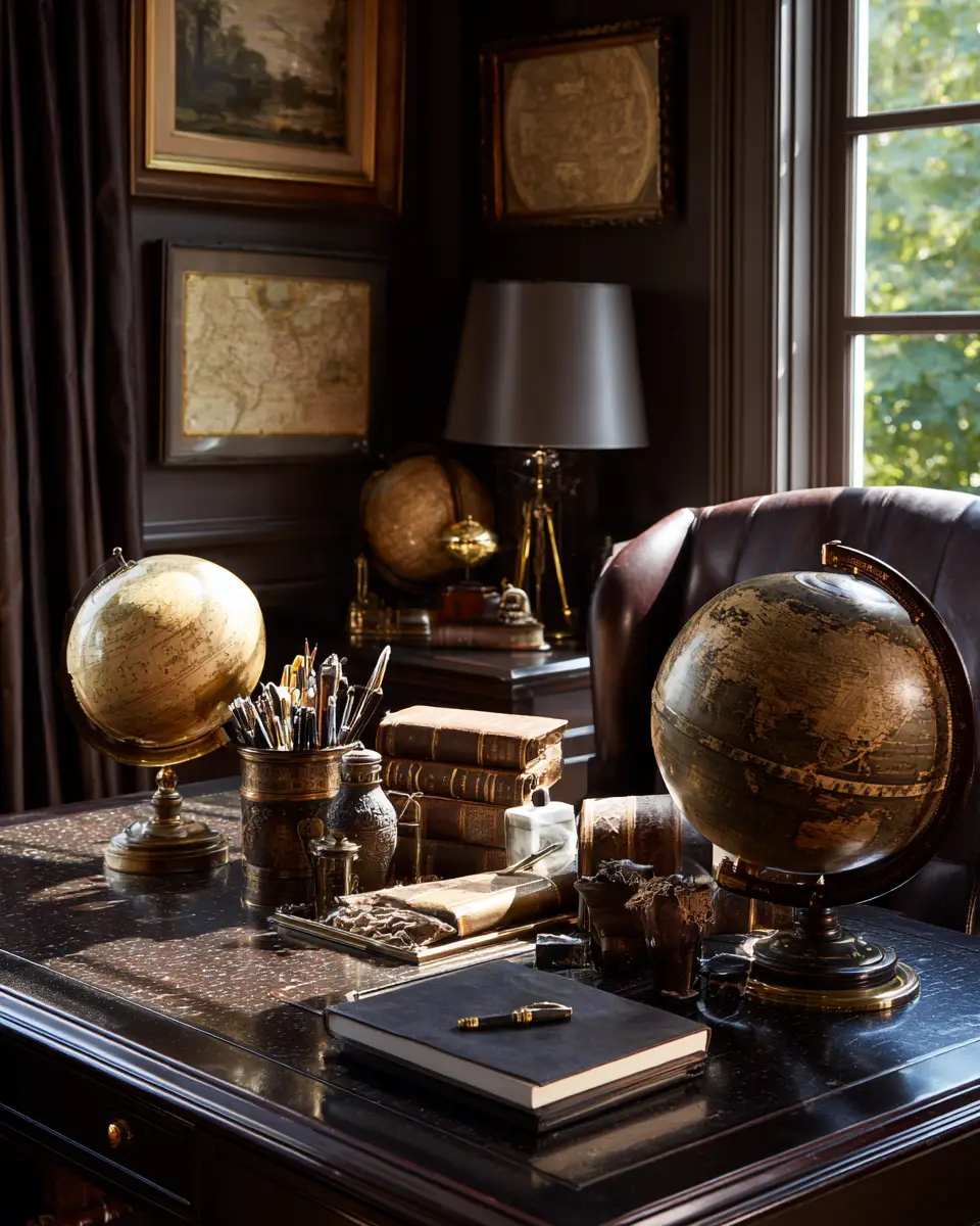 Chocolate Brown Traditional Home Office Decor Ideas