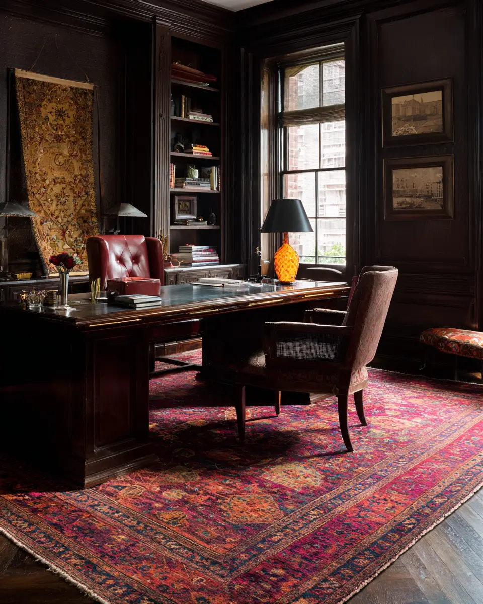 Chocolate Brown Traditional Home Office Decor Ideas