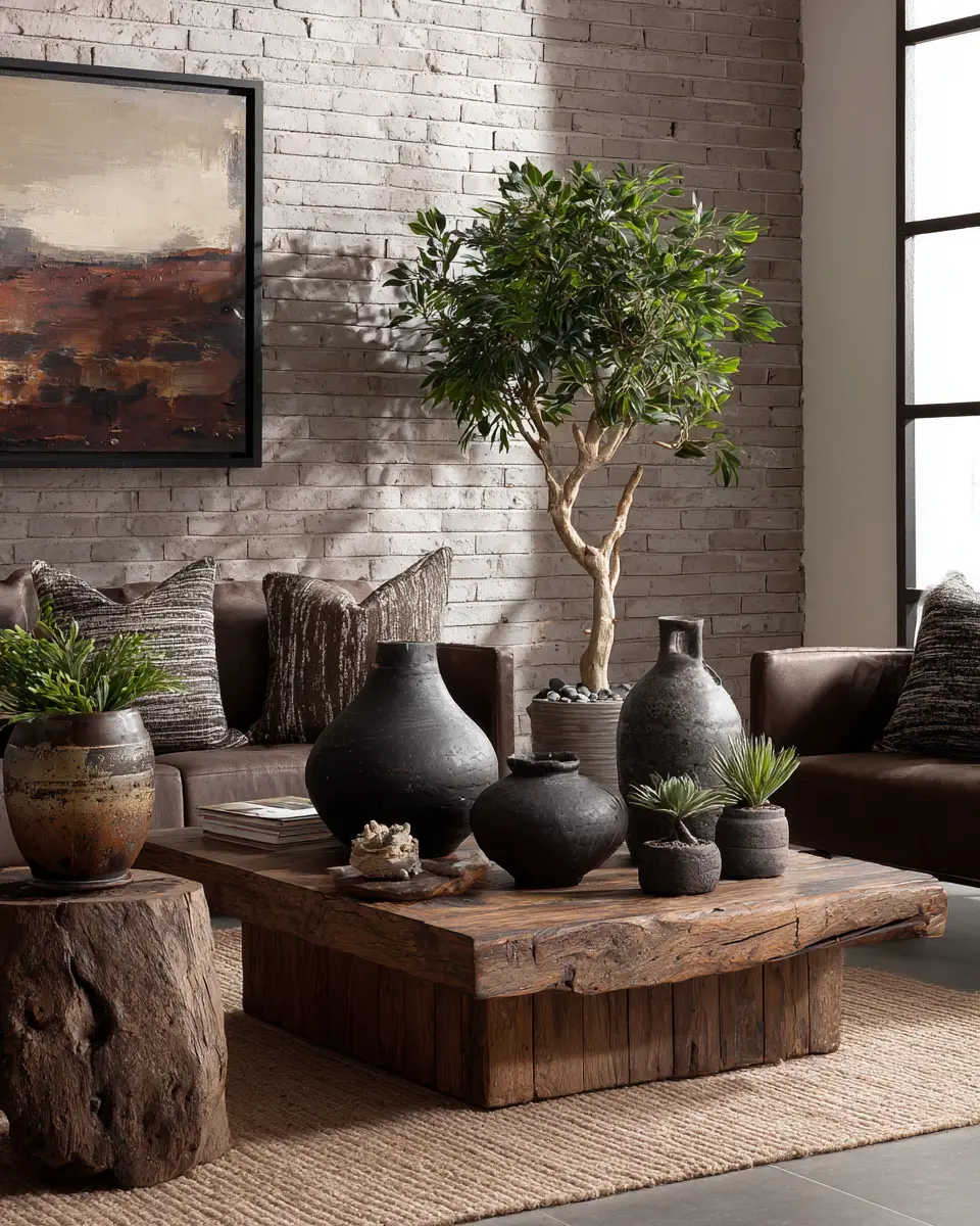 Chocolate Brown Transitional Living Room Decor Ideas