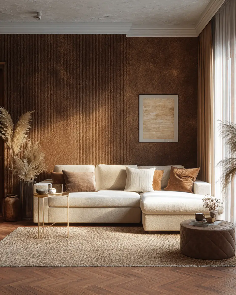 Chocolate Brown Transitional Living Room Decor Ideas