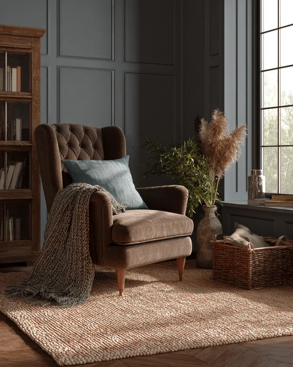 Chocolate Brown Transitional Living Room Decor Ideas