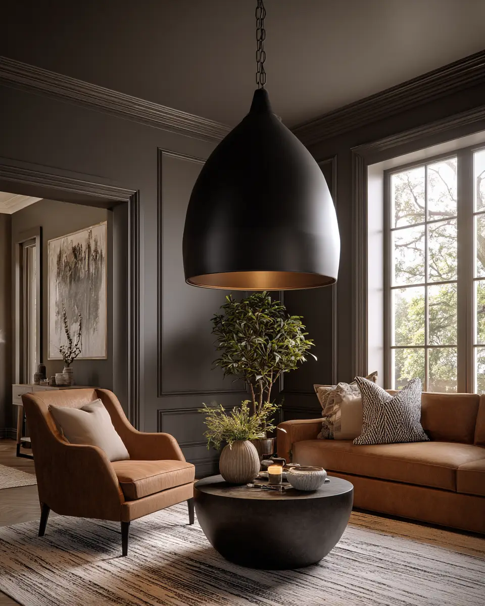 Chocolate Brown Transitional Living Room Decor Ideas