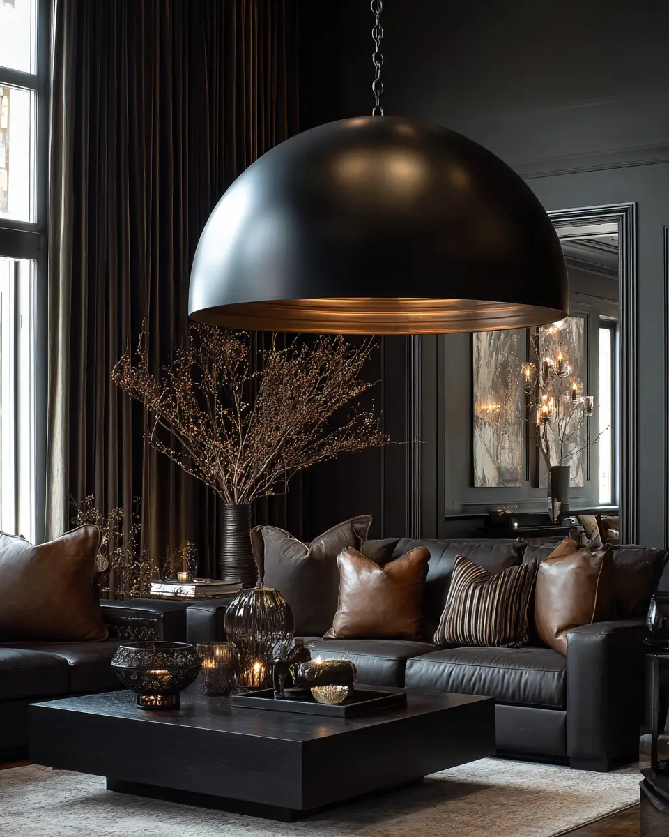 Chocolate Brown Transitional Living Room Decor Ideas