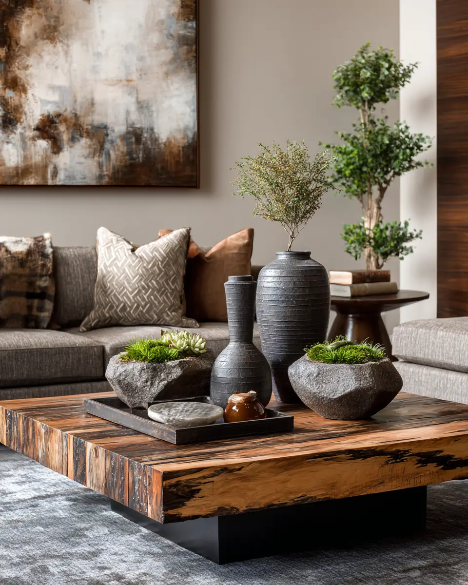 Chocolate Brown Transitional Living Room Decor Ideas