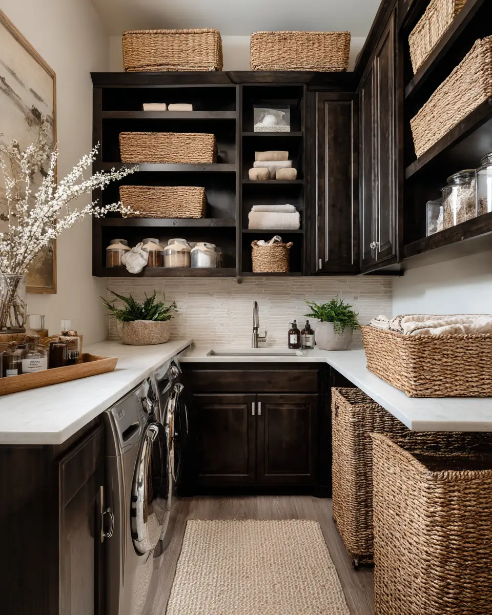 Chocolate Brown Vintage Laundry Room Decor Ideas - Featured