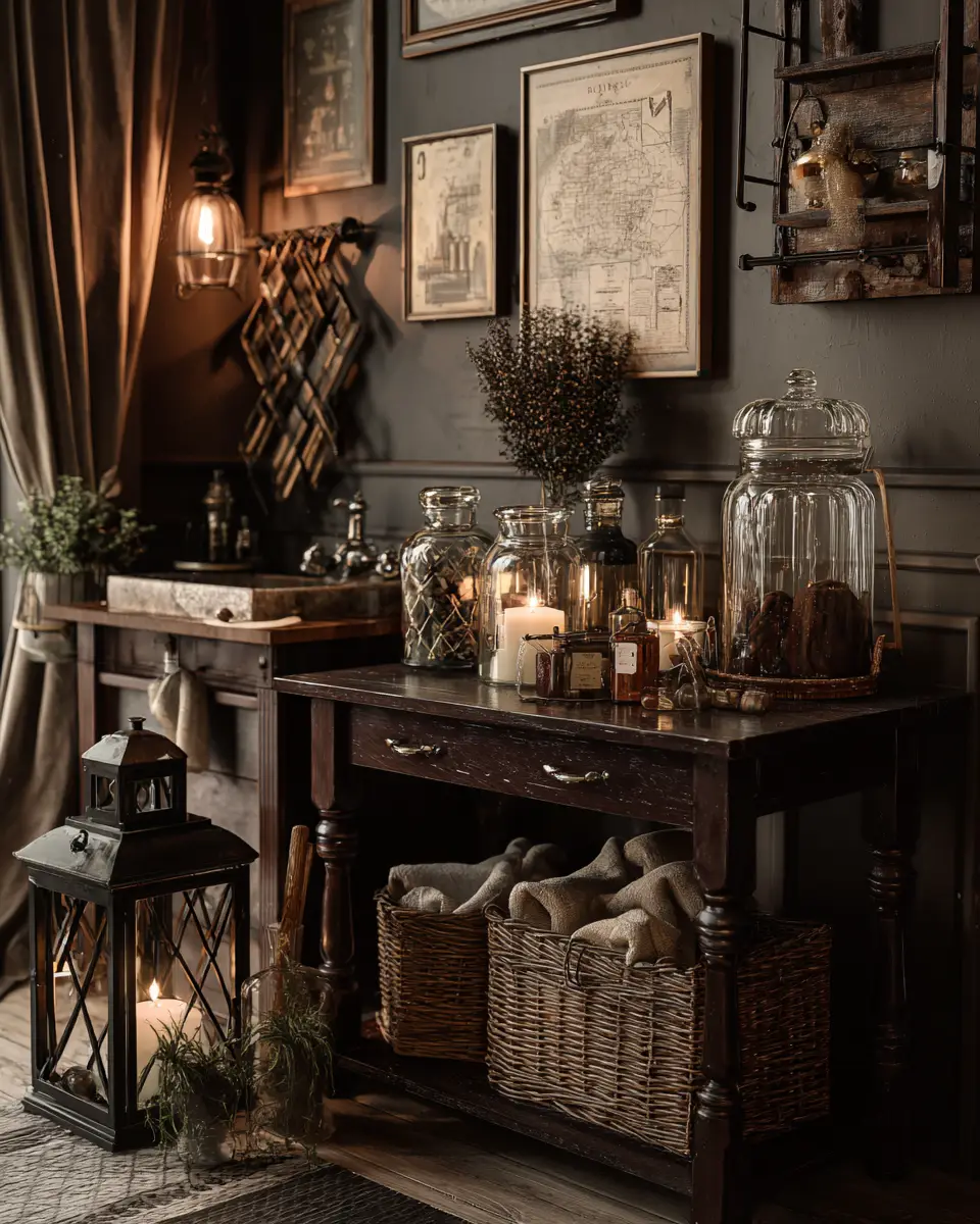 Chocolate Brown Vintage Laundry Room Decor Ideas