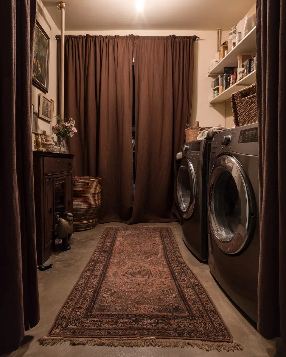 Chocolate Brown Vintage Laundry Room Decor Ideas