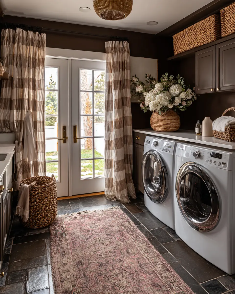 Chocolate Brown Vintage Laundry Room Decor Ideas