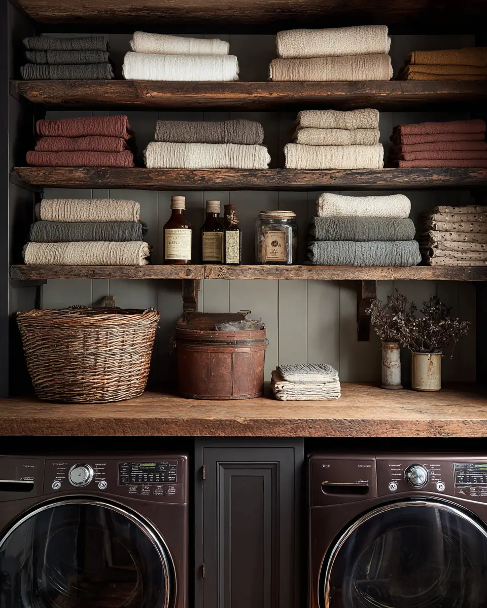 Chocolate Brown Vintage Laundry Room Decor Ideas