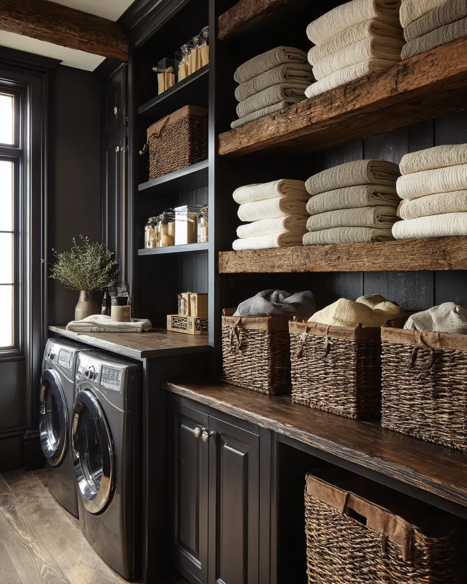 Chocolate Brown Vintage Laundry Room Decor Ideas