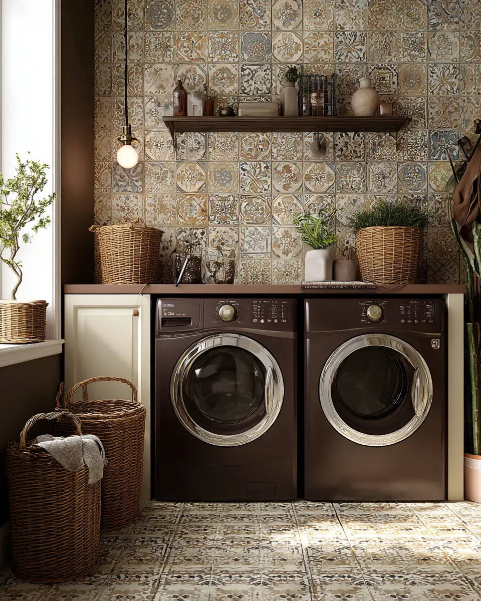 Chocolate Brown Vintage Laundry Room Decor Ideas