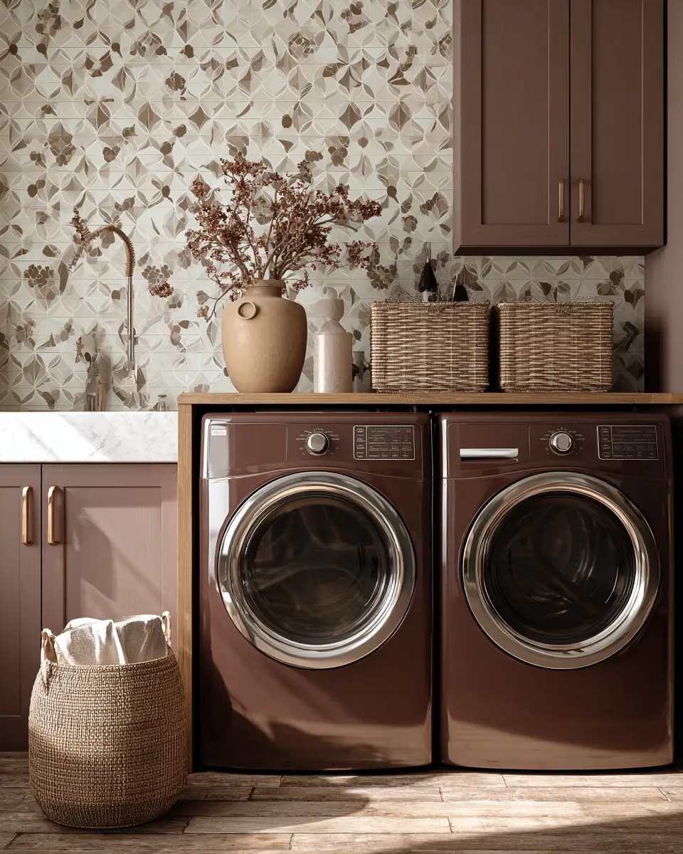 Chocolate Brown Vintage Laundry Room Decor Ideas