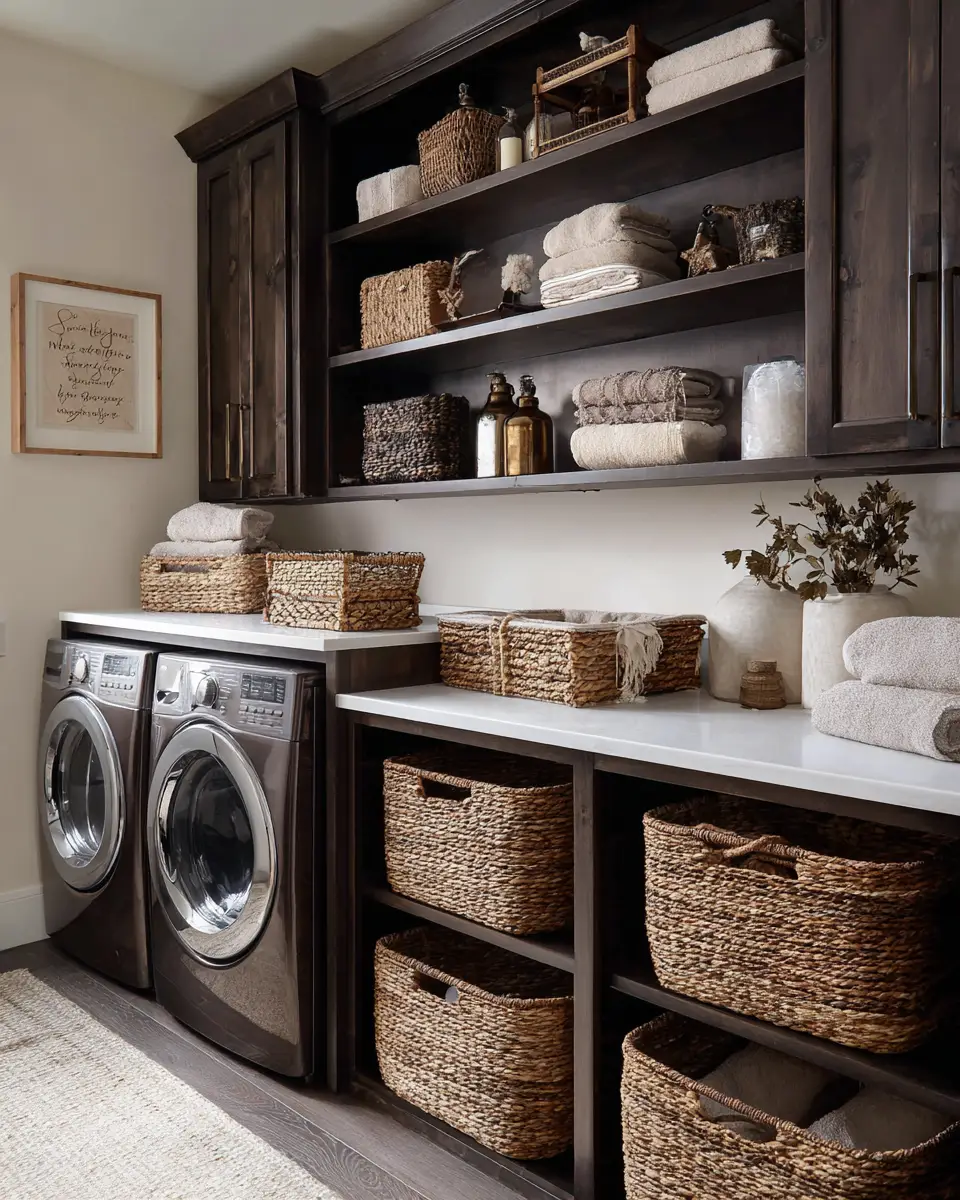 Chocolate Brown Vintage Laundry Room Decor Ideas