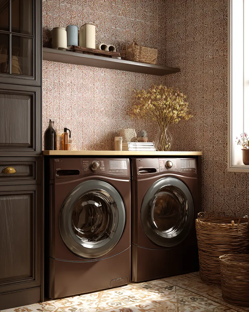Chocolate Brown Vintage Laundry Room Decor Ideas