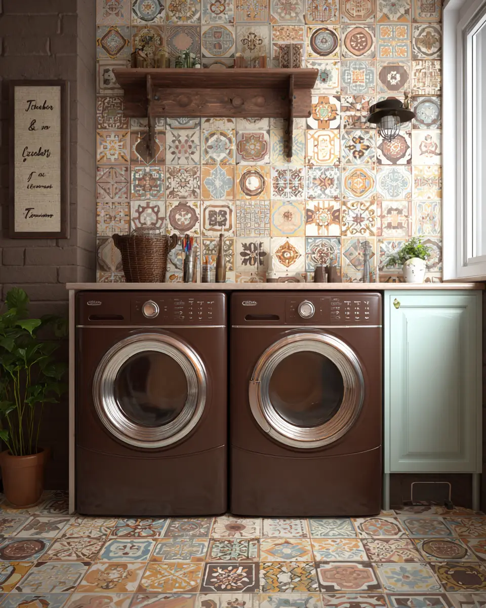 Chocolate Brown Vintage Laundry Room Decor Ideas