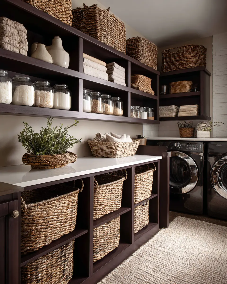 Chocolate Brown Vintage Laundry Room Decor Ideas