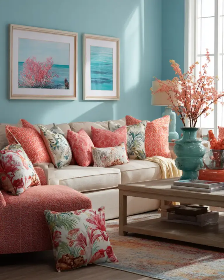 Colorful Coastal Living Room Decor Ideas - Featured