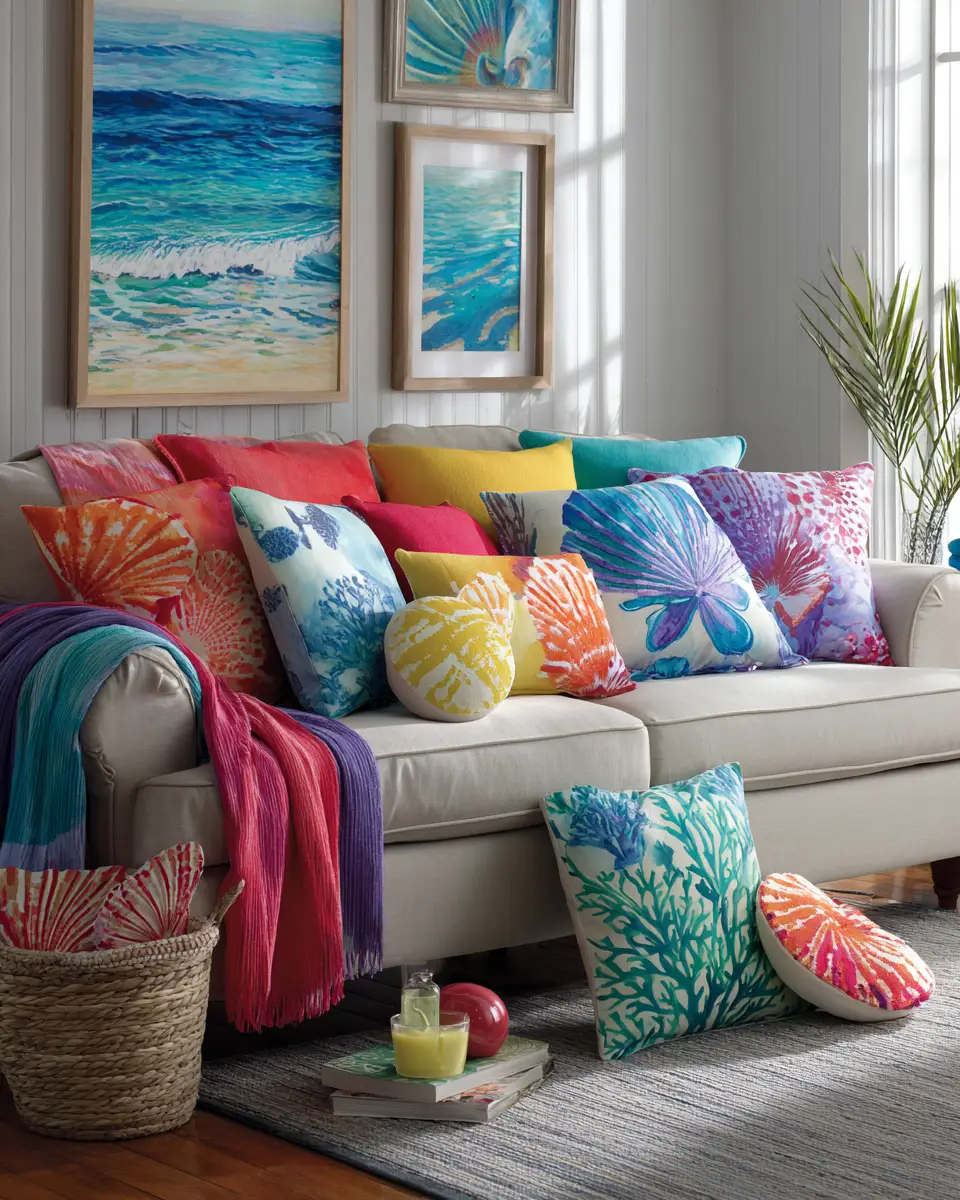 Colorful Coastal Living Room Decor Ideas