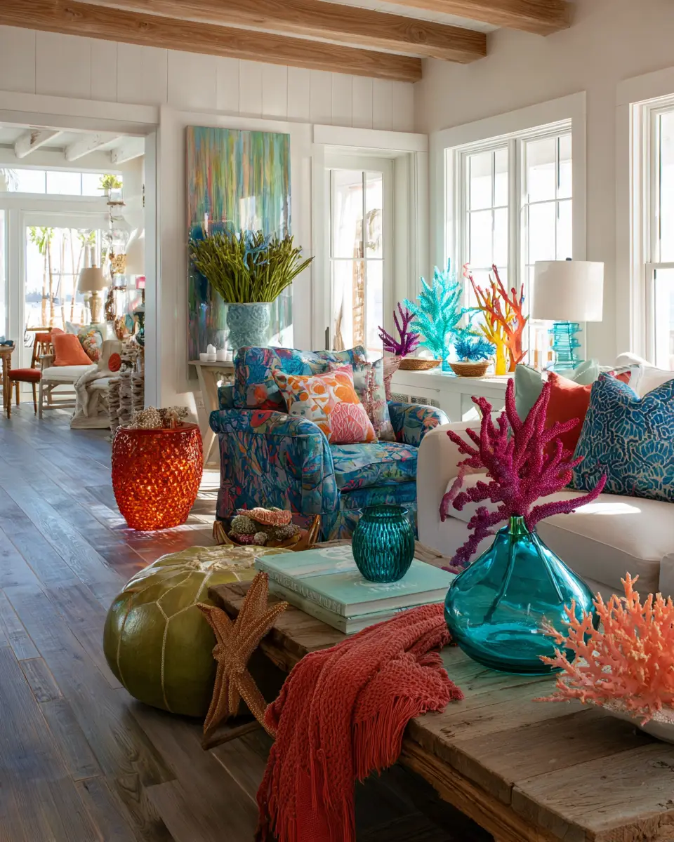 Colorful Coastal Living Room Decor Ideas