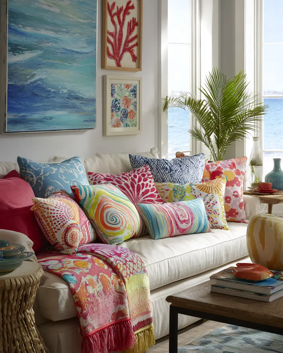 Colorful Coastal Living Room Decor Ideas