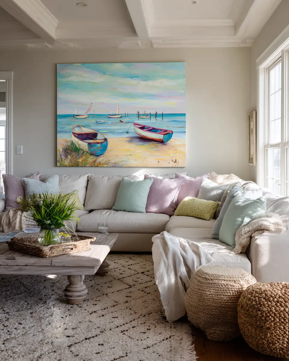 Colorful Coastal Living Room Decor Ideas