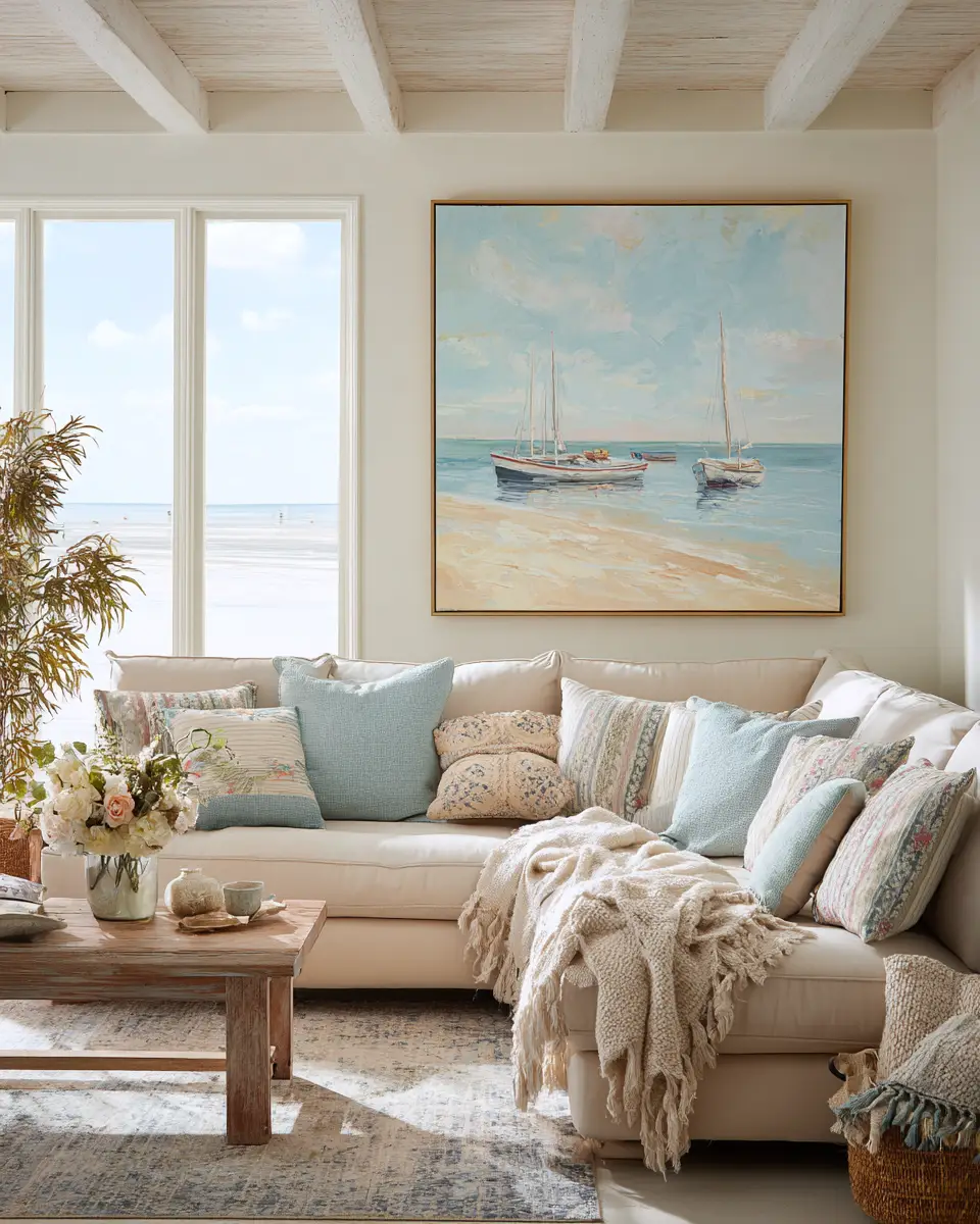 Colorful Coastal Living Room Decor Ideas