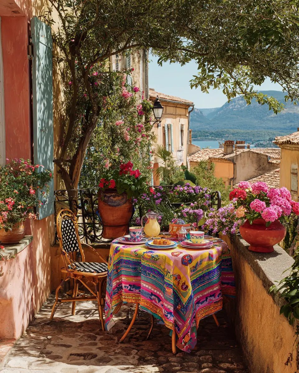 Colorful French Country Balcony Decor Ideas
