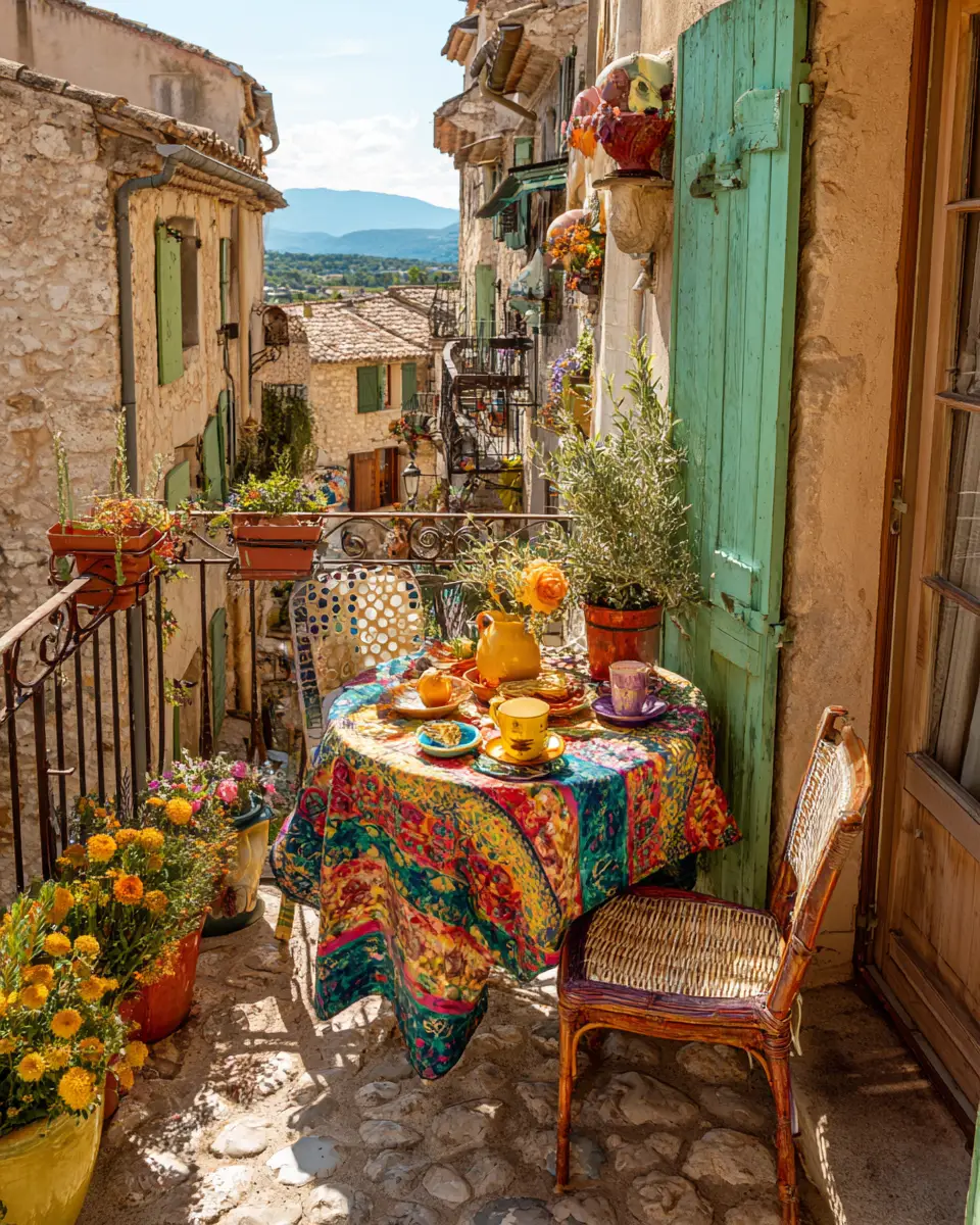 Colorful French Country Balcony Decor Ideas