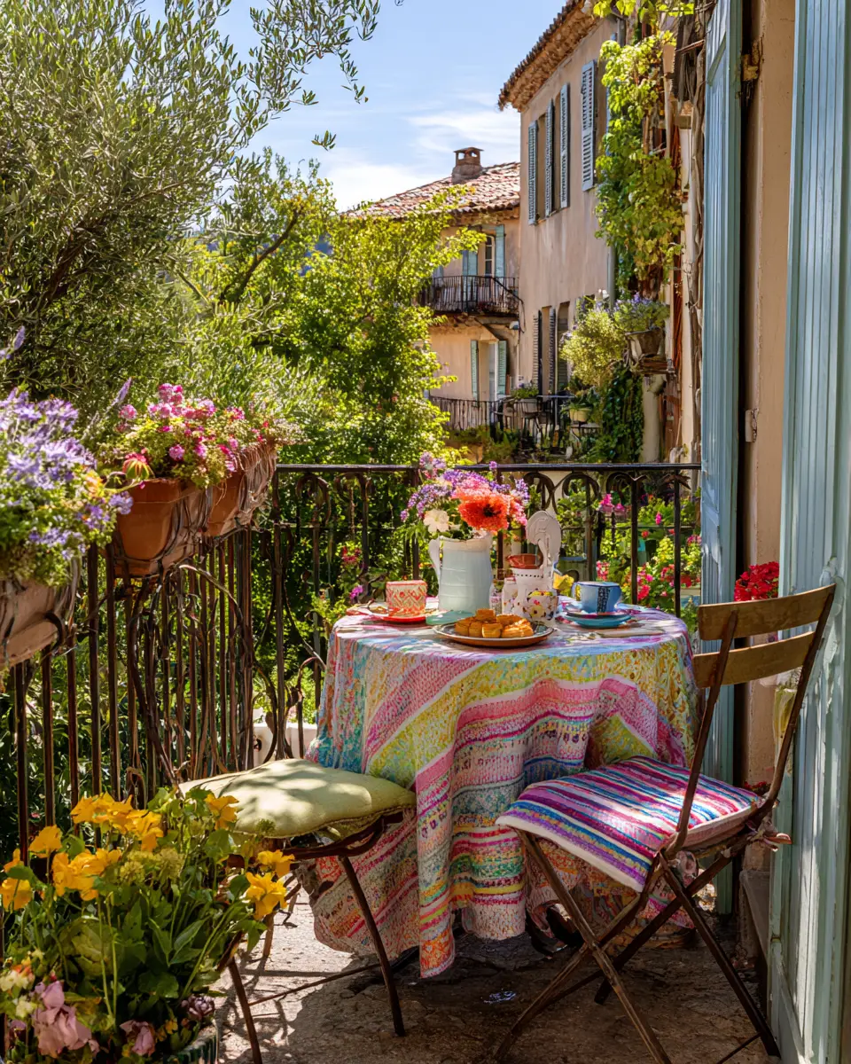 Colorful French Country Balcony Decor Ideas