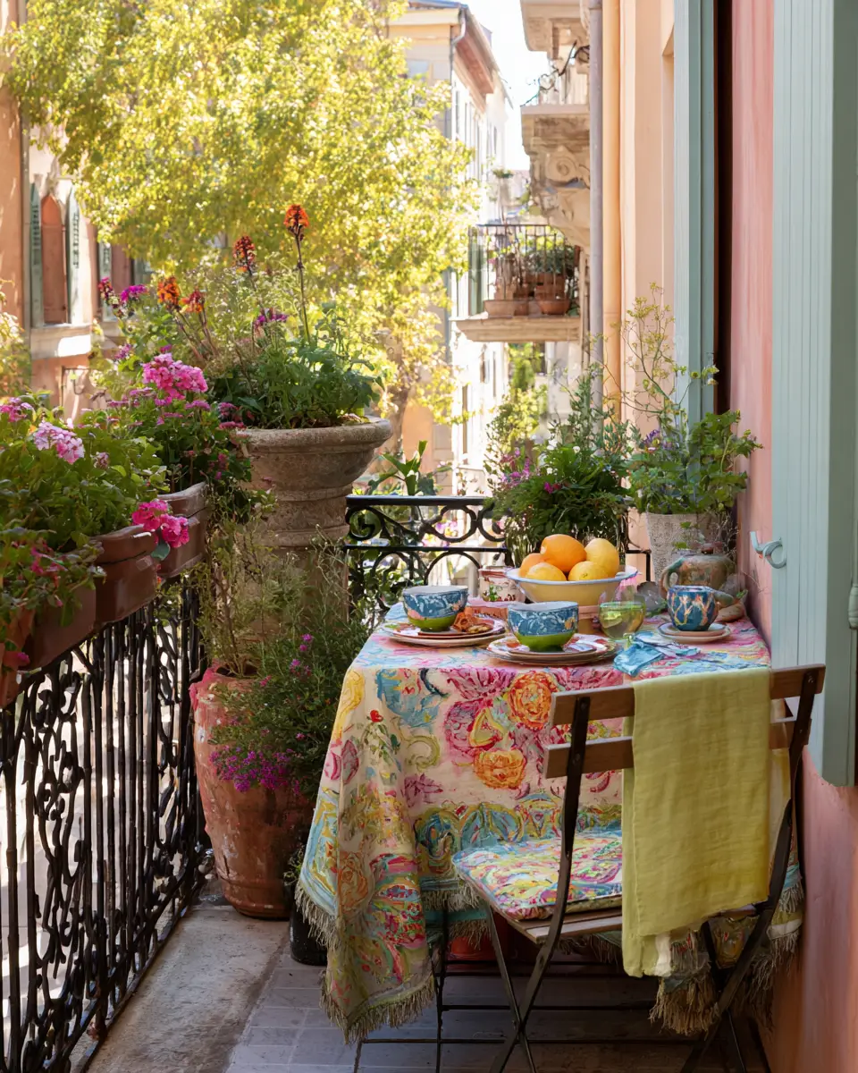 Colorful French Country Balcony Decor Ideas