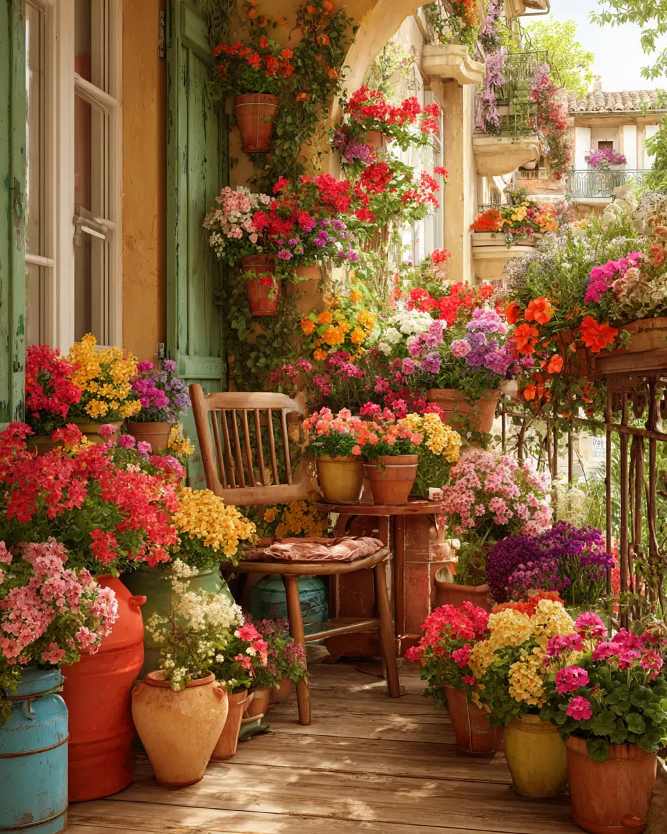 Colorful French Country Balcony Decor Ideas