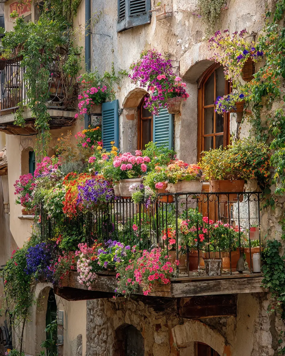 Colorful French Country Balcony Decor Ideas