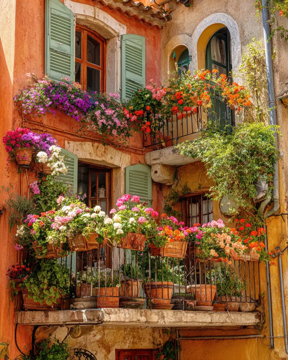 Colorful French Country Balcony Decor Ideas