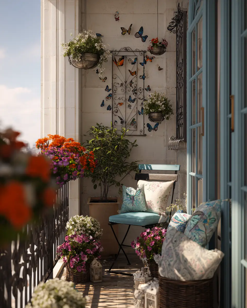 Colorful French Country Balcony Decor Ideas