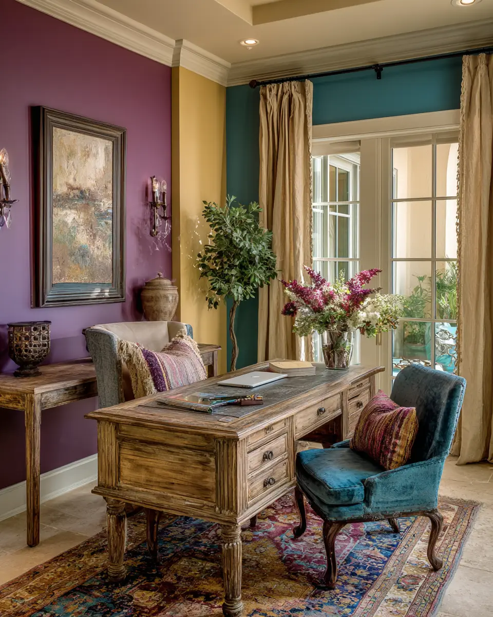 Colorful French Country Home Office Decor Ideas