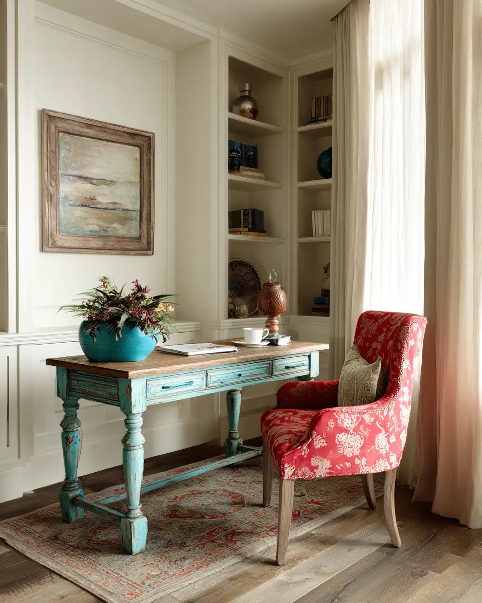 Colorful French Country Home Office Decor Ideas
