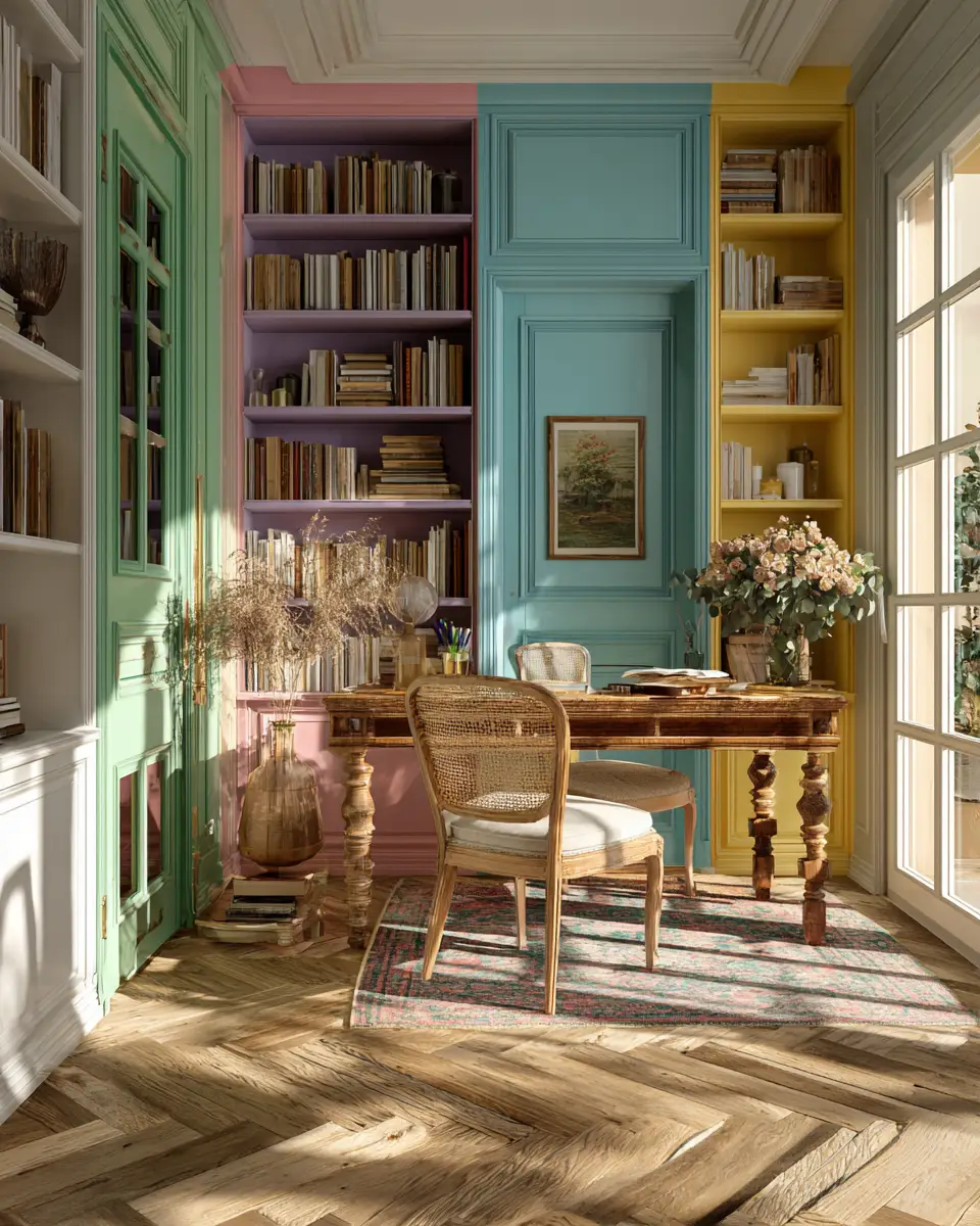 Colorful French Country Home Office Decor Ideas