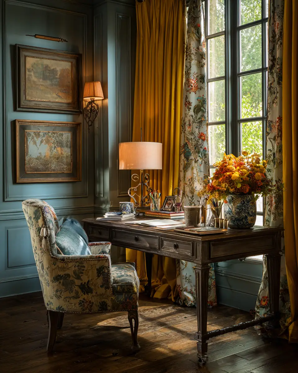 Colorful French Country Home Office Decor Ideas