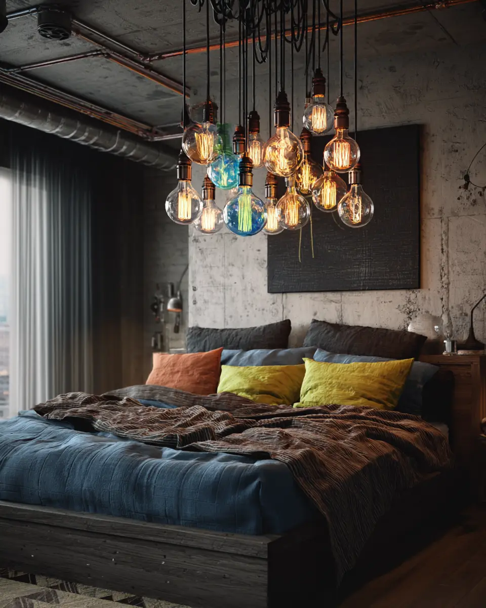 Colorful Industrial Bedroom Decor Ideas - Featured