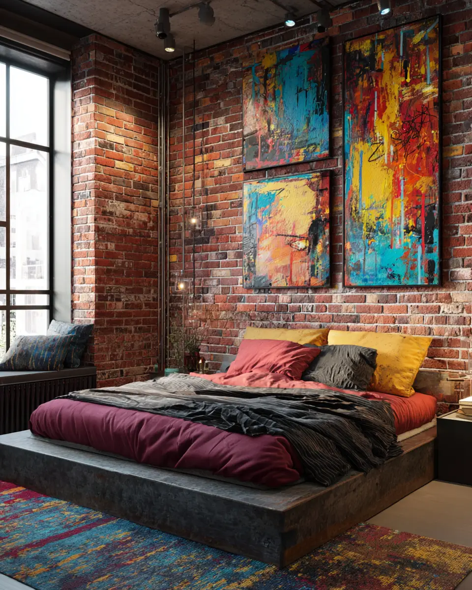 Colorful Industrial Bedroom Decor Ideas