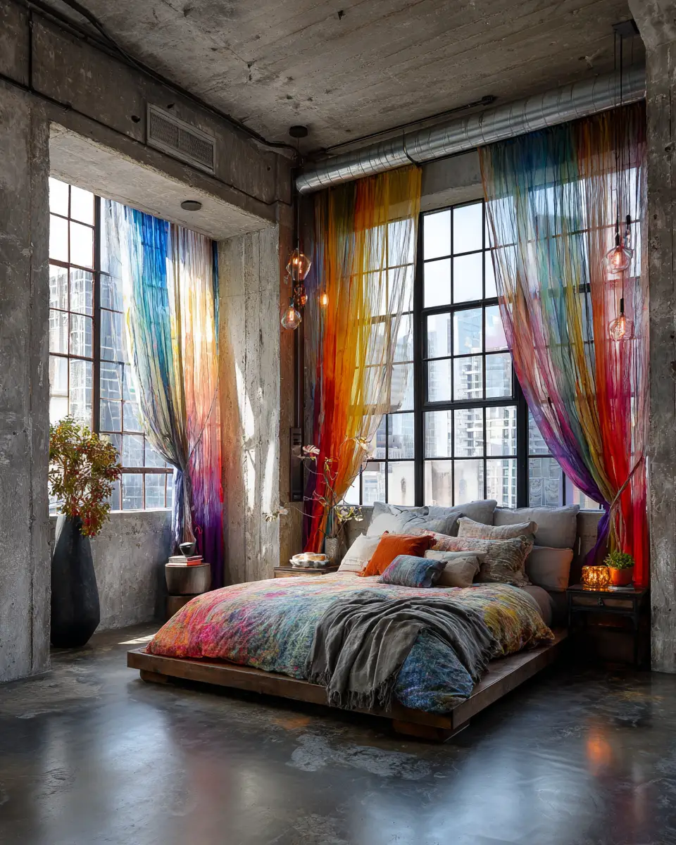 Colorful Industrial Bedroom Decor Ideas
