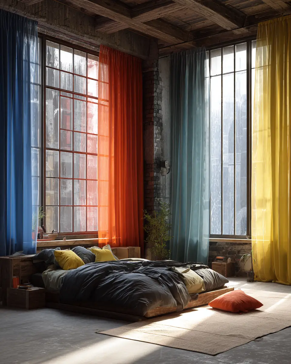 Colorful Industrial Bedroom Decor Ideas