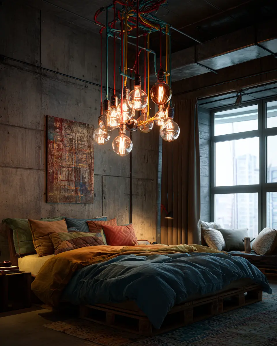 Colorful Industrial Bedroom Decor Ideas