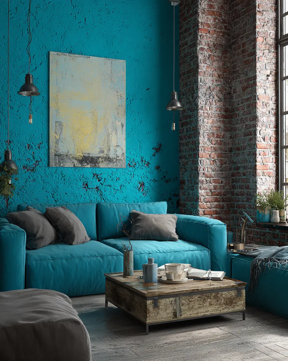 Colorful Industrial Living Room Decor Ideas