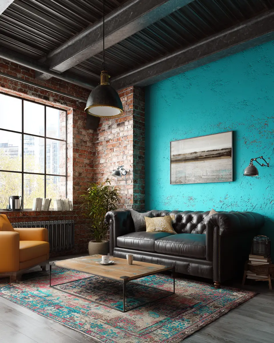 Colorful Industrial Living Room Decor Ideas